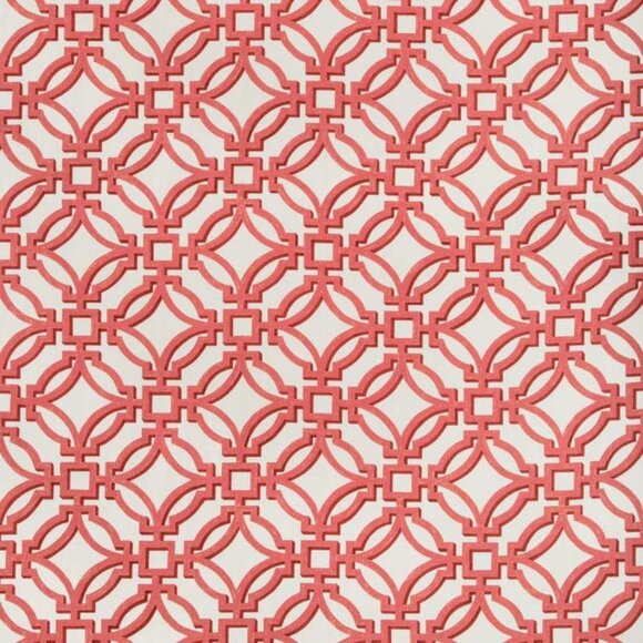 BRUNSCHWIG & FILS Salvy Print Fabric Ruby Red 54" x 54" Geometric Summer Palace - Picture 3 of 4